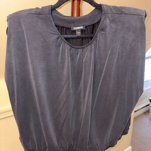 Express Women's Grey/Black Top